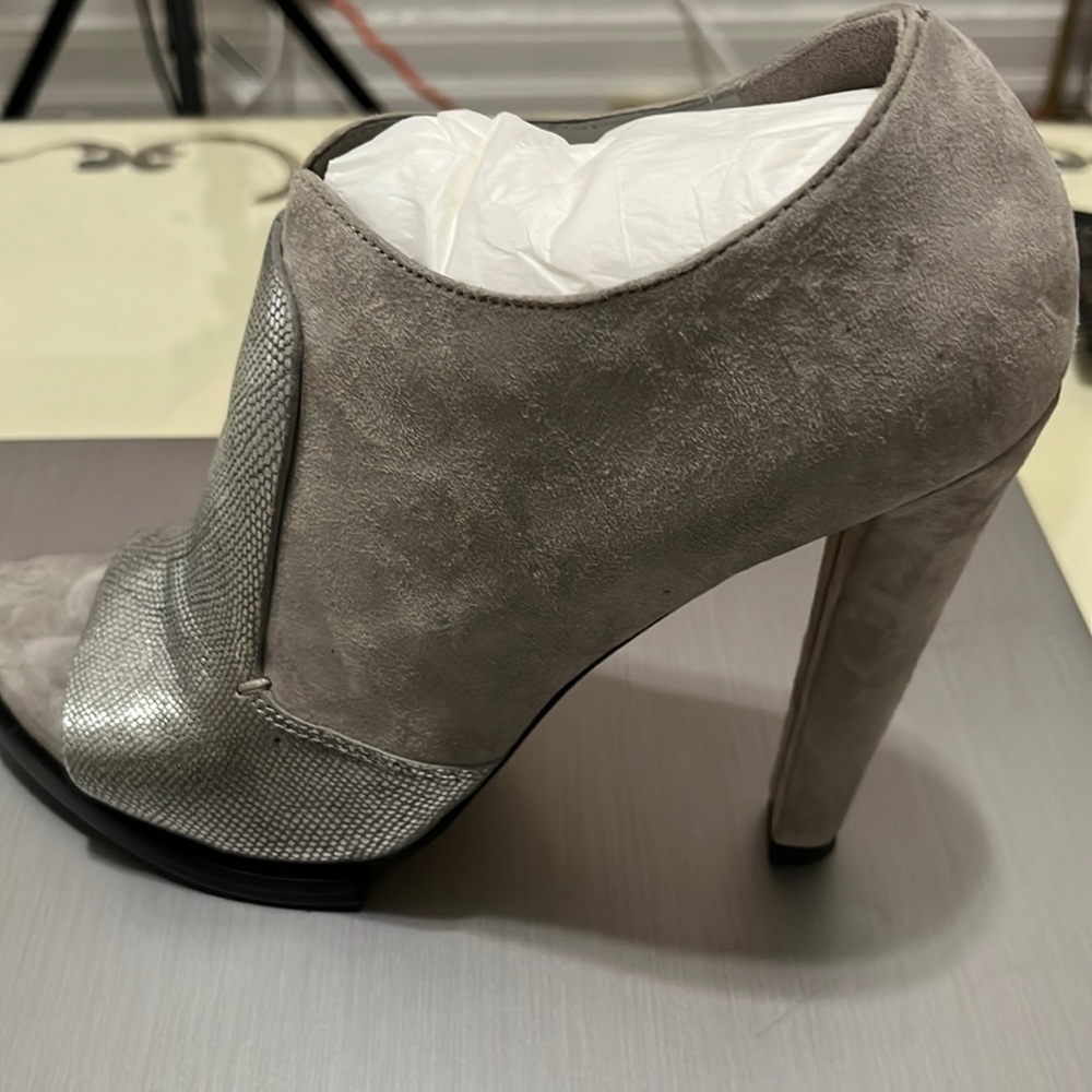 Alexander Wang silver and grey shoes the front snake skin